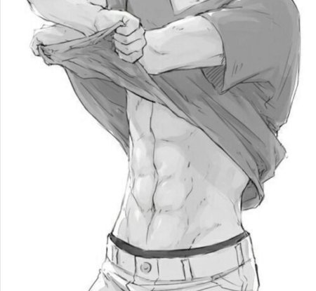 Аниме парень с прессом