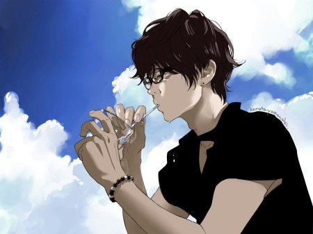 Кудрявый аниме парень