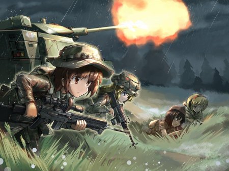 Аниме военная девушка
