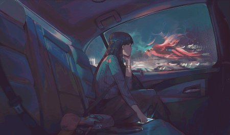 Аниме девушки и машины