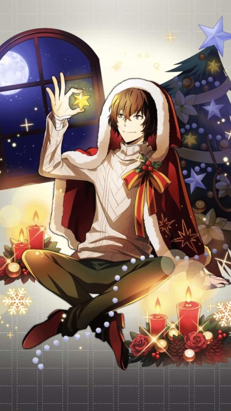 Дадзай осаму в новогодней шапке