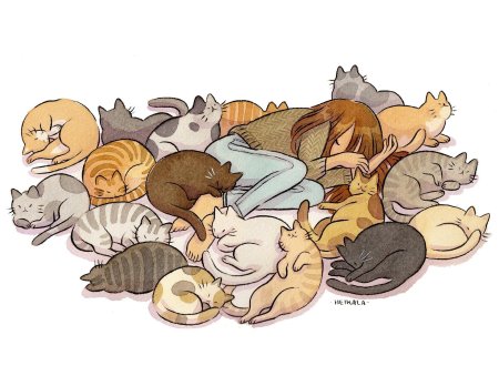 Кот спит арт