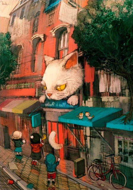 Кот в городе арт