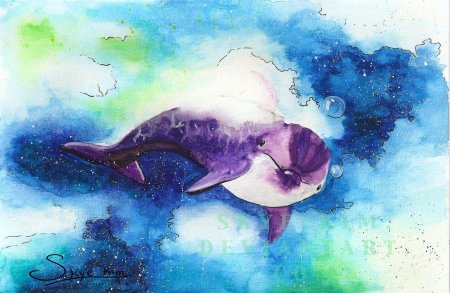 Кит акварель