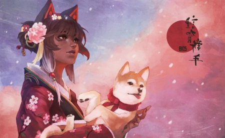 Арты девушек с собаками