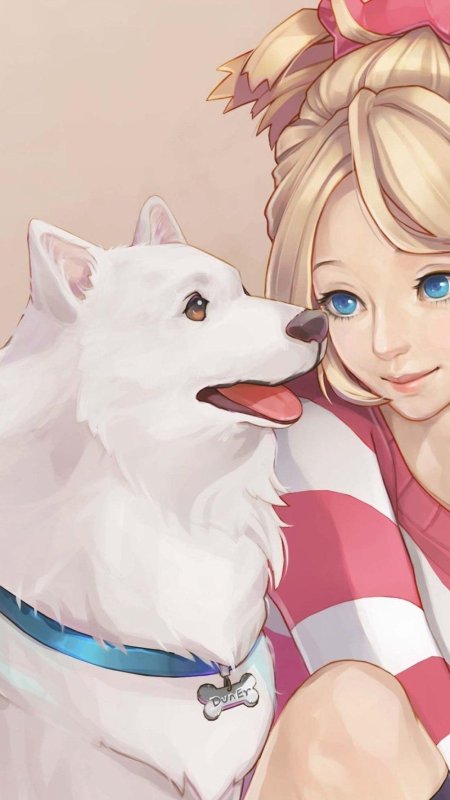 Девушка с собакой арт