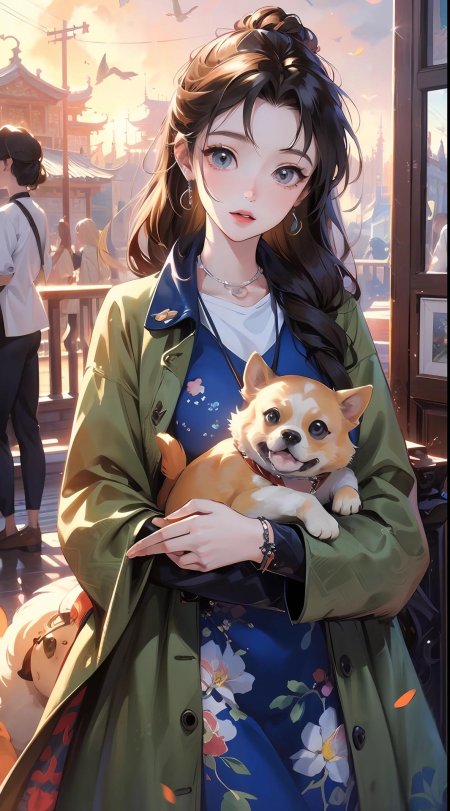 Девушка с собакой арт