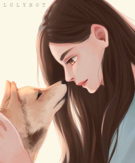 Арты девушек с собаками