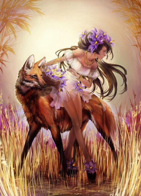 Фэнтези девушки с животными