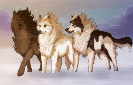 Аниме волки стая