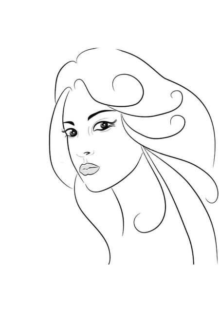 Лицо девушки контур
