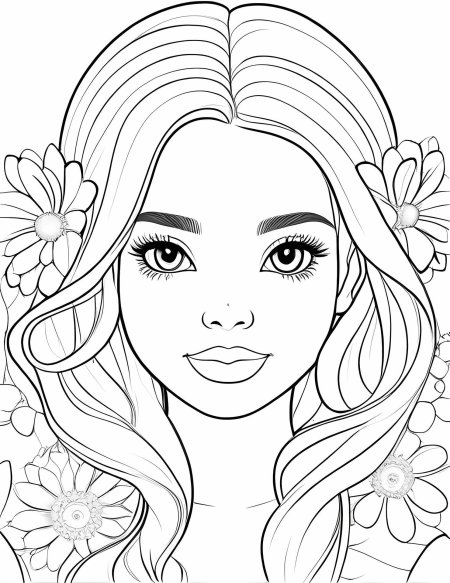 Раскраска девушка лицо