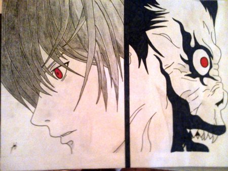 Ягами лайт и рюк карандашом