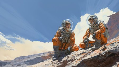 Оранжевый космонавт арт