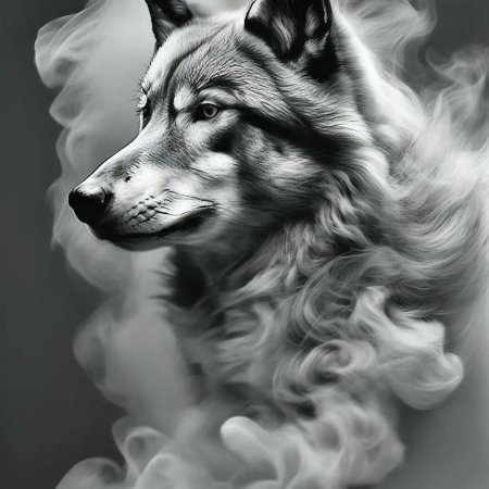 Волк черно белый