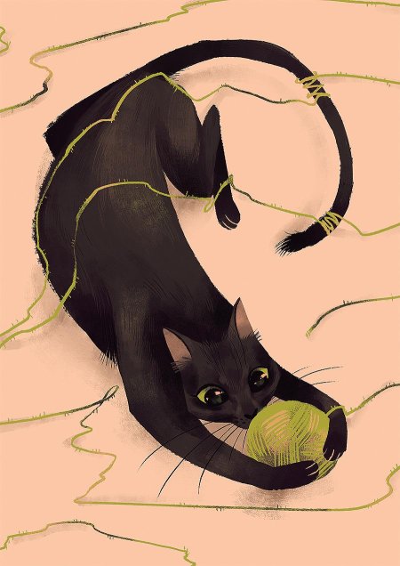 Черный кот арт