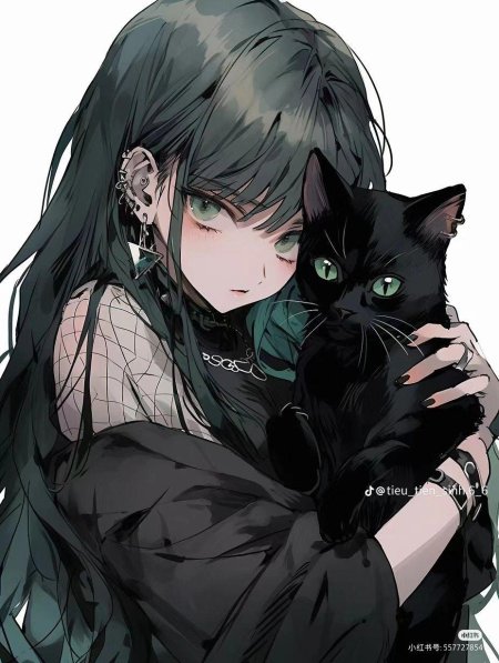 Аниме девушка кот