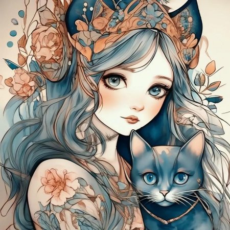 Девушка кошка рисунок