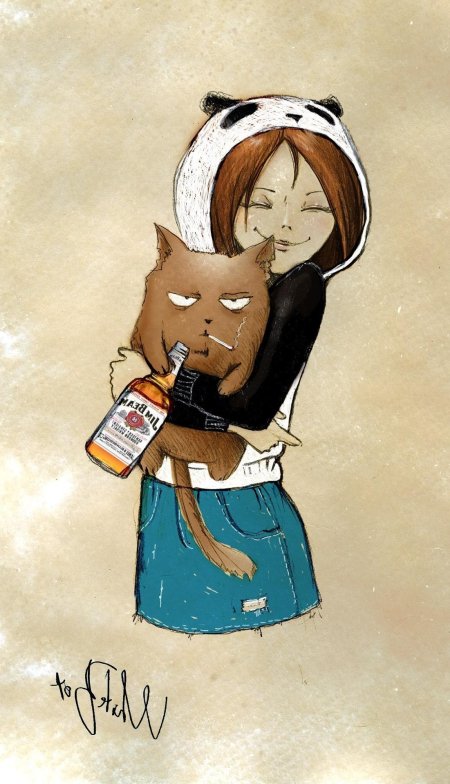 Девочка панда и кот барсик white box