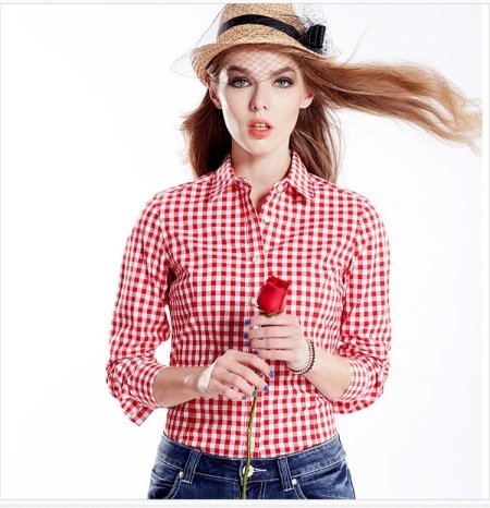Рубашка в клетку женская