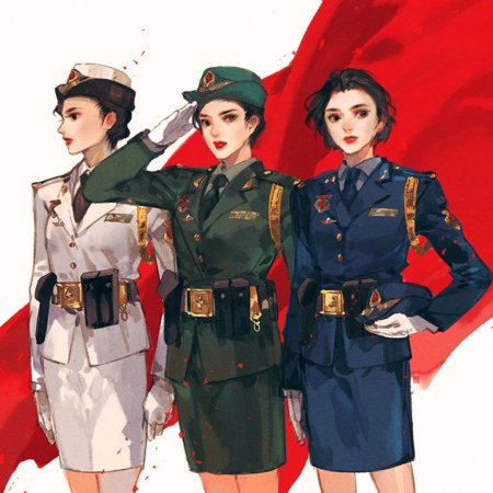 Девушка в военной форме арт