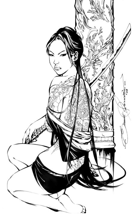 Девушка самурай эскиз