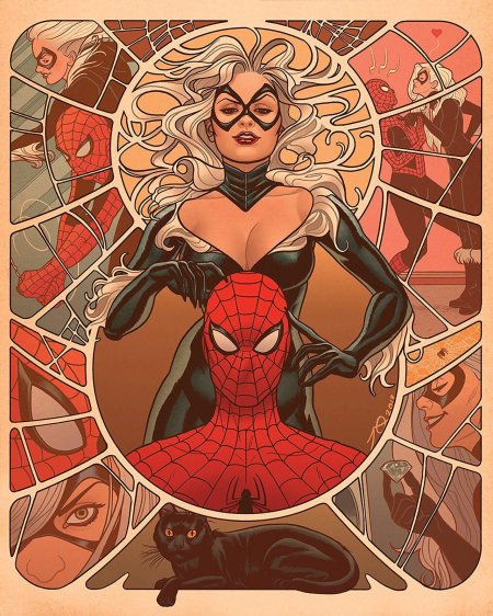 Женщина кошка марвел и человек паук