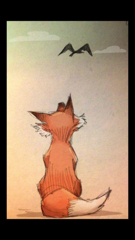 Грустная лиса арт