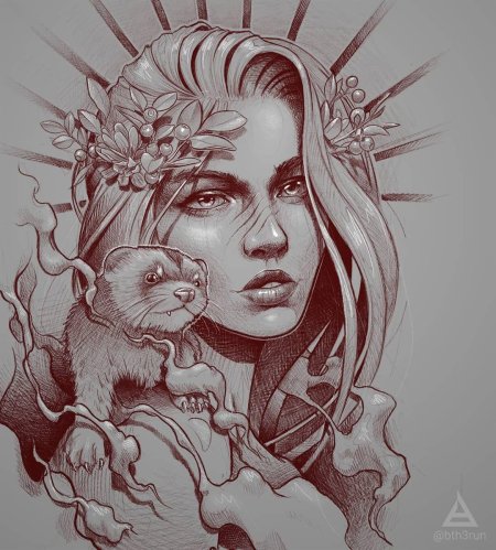 Эскиз тату девушка