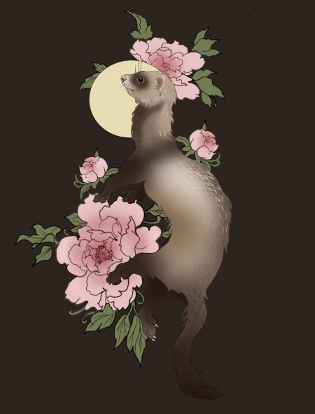 Хорек в цветах