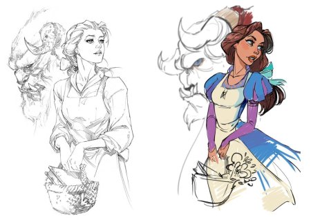 Скетч принцессы дисней бель