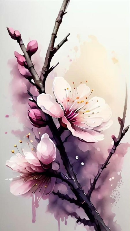 Японская живопись цветы