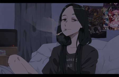 Аниме девушка с сигаретой