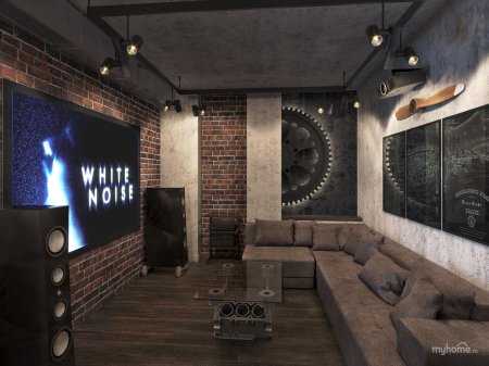 Зал в стиле лофт в квартире