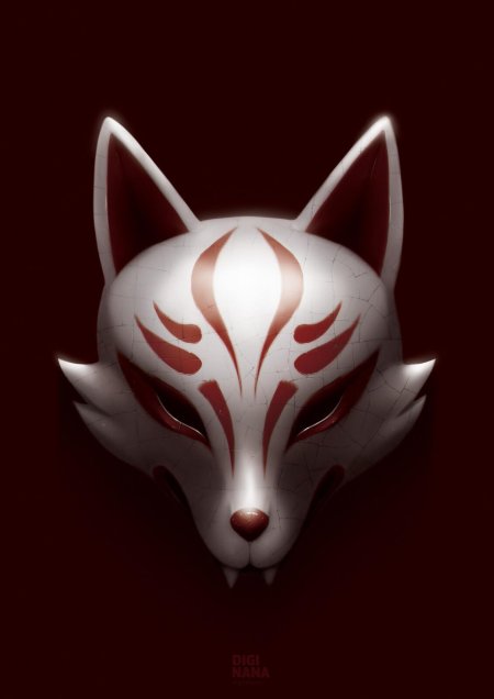 Японская лиса кицунэ маска арт