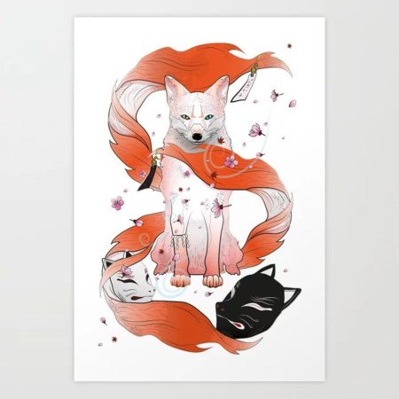 Японская лиса кицунэ маска