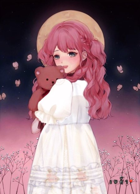 Аниме девушка с розовыми волосами