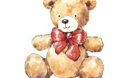 Мишка акварель