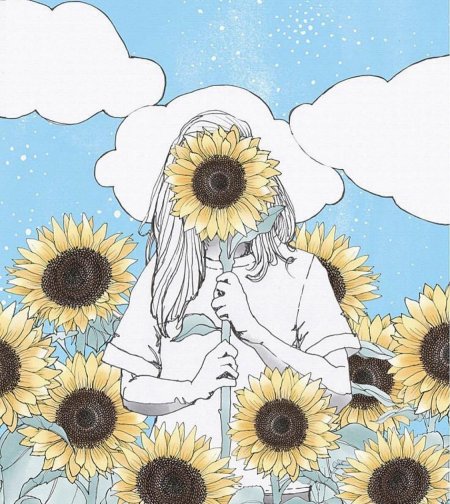 Девушка с подсолнухом рисунок