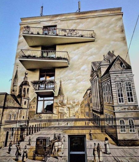 Мурал стрит арт на остоженке