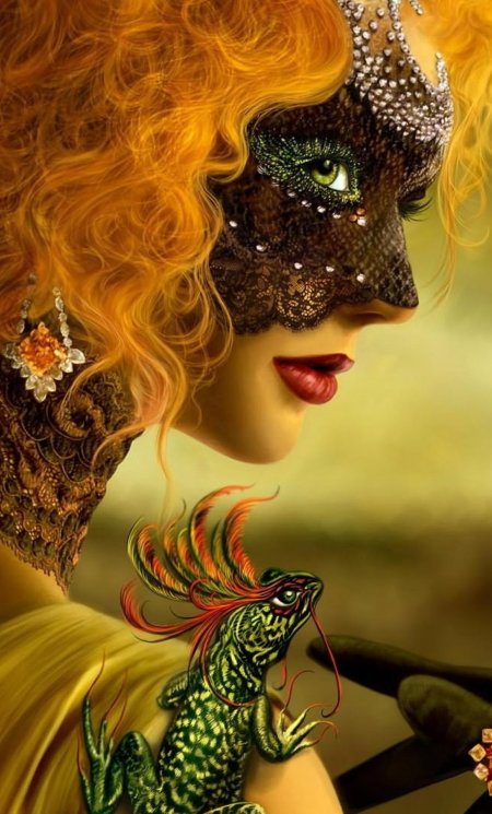 Девушка в карнавальной маске