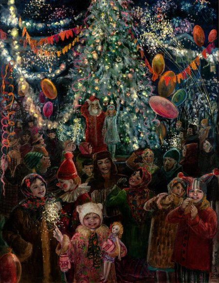 Новогодний праздник картины художников