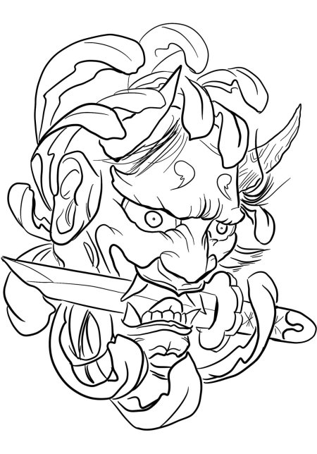 Японская маска демона ханья вектор