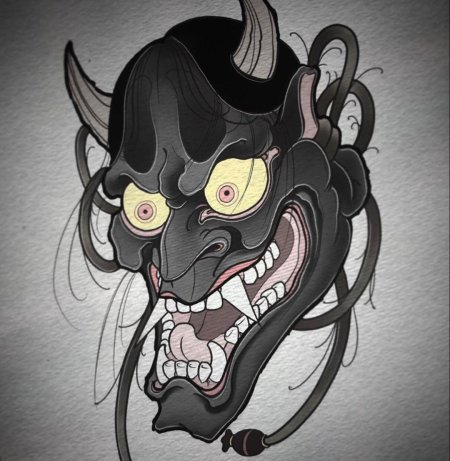 Маска япония демон ханья