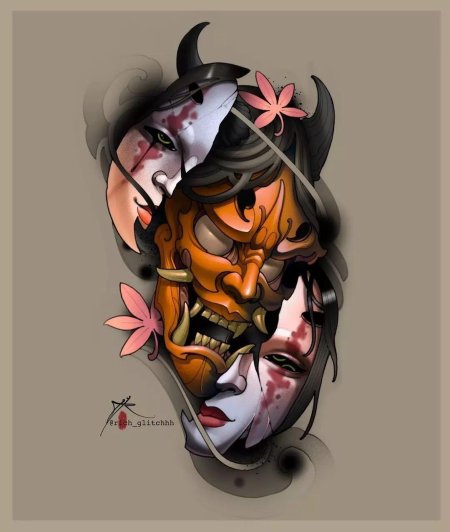 Маска япония демон ханья