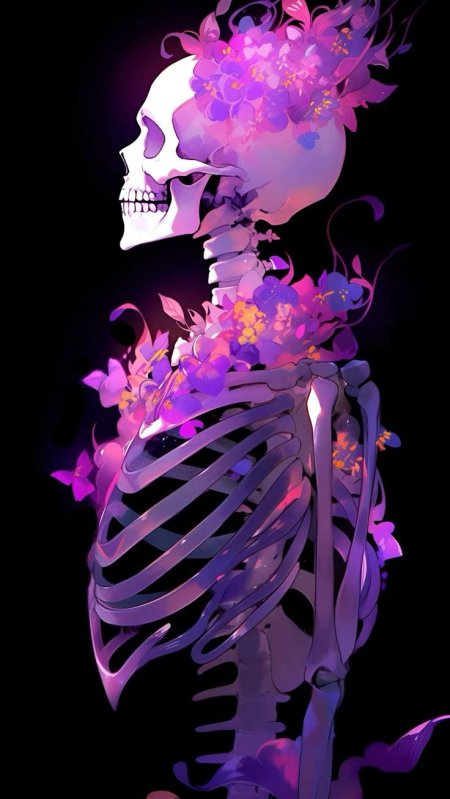 Скелет с цветами