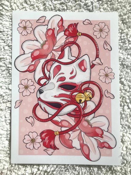 Маска кицунэ тату эскиз