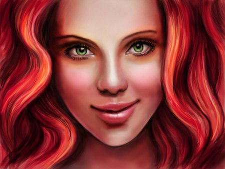 Рыжеволосая девушка с зелеными глазами