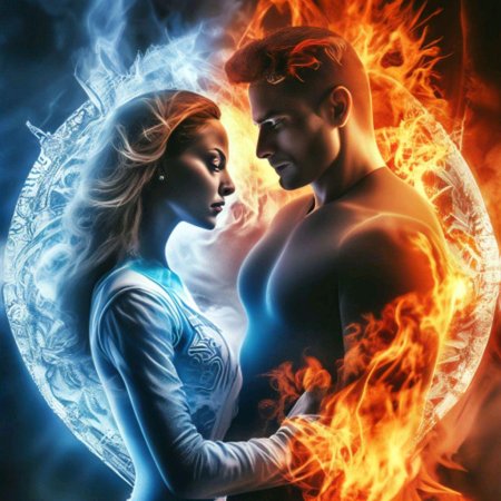 Мужчина и женщина в огне