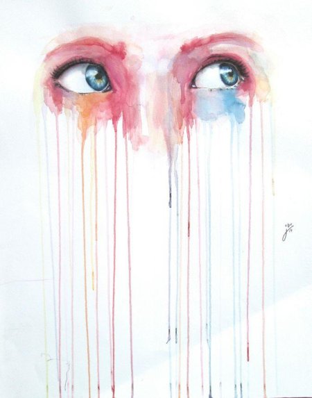 Глаза грустные акварель